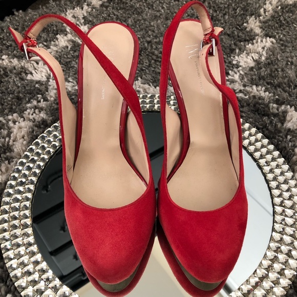 COPY - I N C Lipstick Red Suede Slingback Pumps - Picture 2 of 5